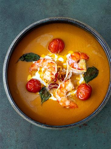 Tijgergarnalen in kokosbouillon